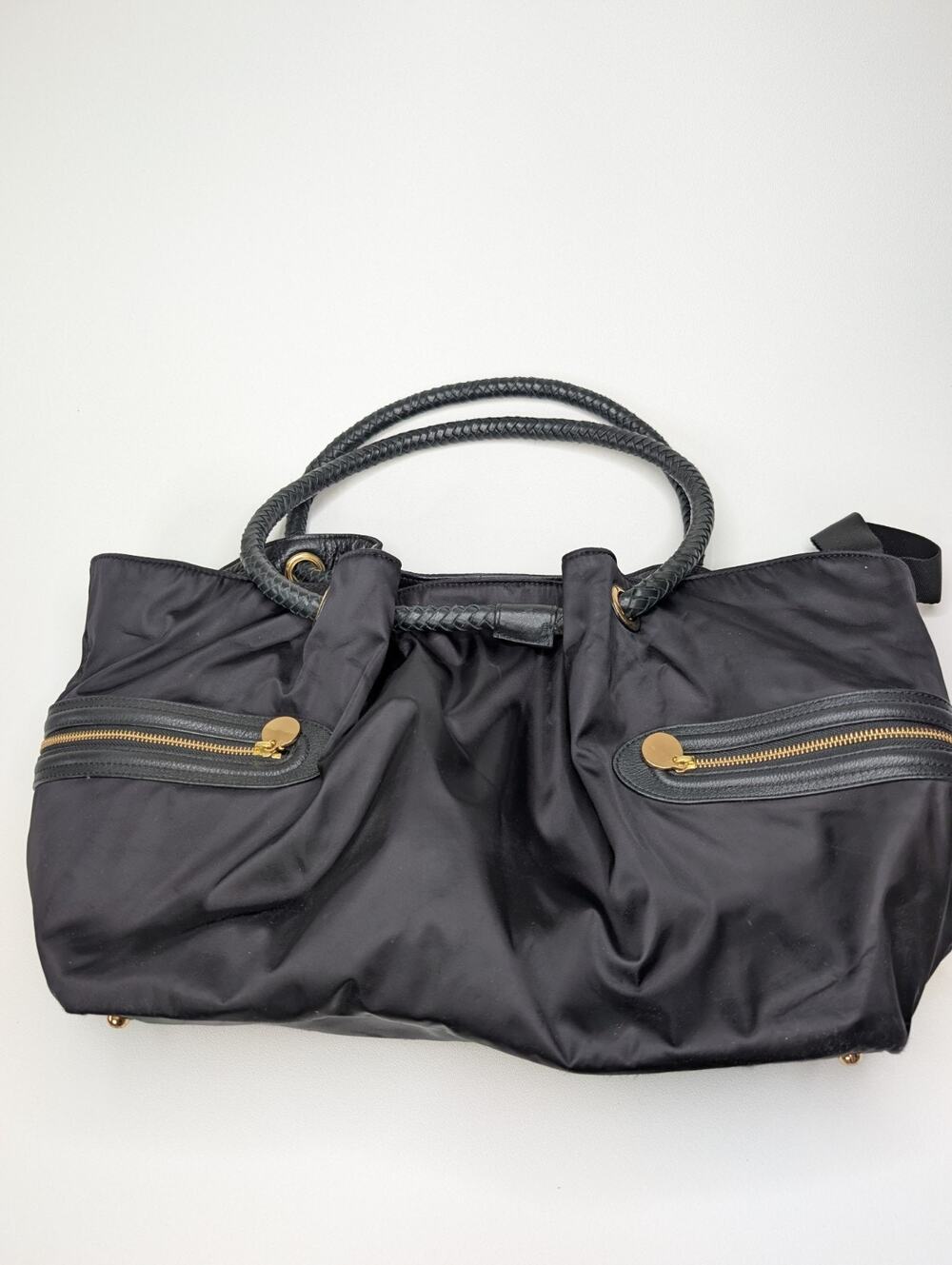 Rosie Pope Pregnant In Heals black Nylon pebbled leather diaper bag black